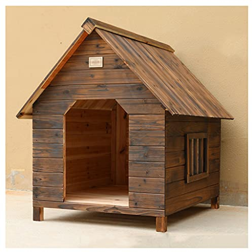 Hundehütte aus Holz für den Außenbereich, große Hundehütte aus Holz, karbonisierte Haustiervilla mit abnehmbarem Sockel, geeignet für Gärten, Innenhöfe