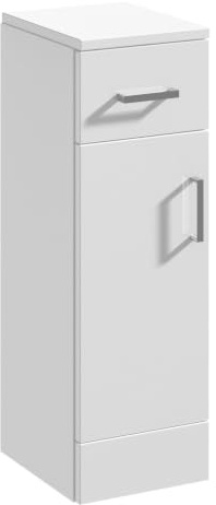 Balterley Bathroom Storage Cabinet, 1 Drawer and 1 Door Soft Close with Chrome Handles Slim Bathroom Storage Unit, Freestanding Unit, Tall Narrow Cupboard Toilet Cabinet - 250 x 300 x 766mm (White)