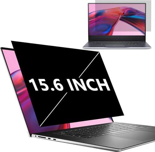 Laptop Privacy Screen 15.6 Inch 16:9 Aspect for Hp/Dell/Acer/Lenovo/ThinkPad/Samsung/Asus/Sony, Removable, Anti-Spy, Anti Blue Light, Anti-Glare 15.6 Inch Laptop Privacy Filter (W 13.58 x H 7.64“)