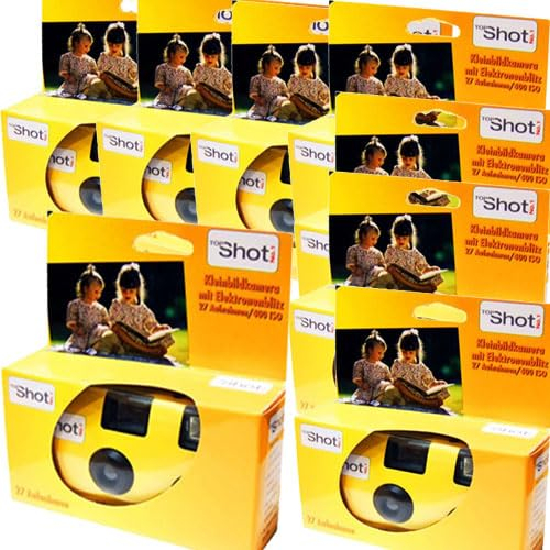 Lot de 8 appareils photo jetables Porst Topshot en jaune/appareil photo de mariage / de fête (27 prises chacune)
