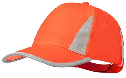 BLUECHOLON Casquette de sport à 5 panneaux, polyester, haute visibilité, réglable, jaune fluo, orange fluo, Orange fluo - noir, 60