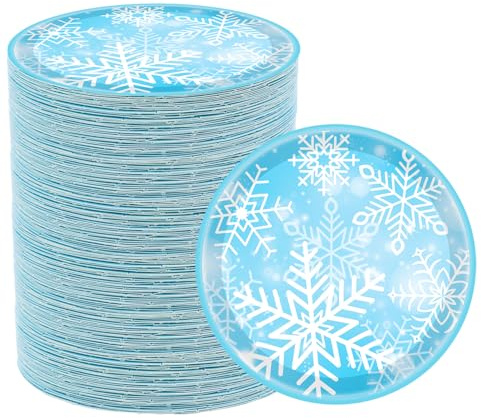 80Pcs Snowflake Paper Plates Frozen Snowflake Party Supplies,7Winter Snowflake Frozen Plates Disposable Chrisstma Plate for Winter Wonderland Xmas Frozen Snowflake Birthday Party Decor (white)