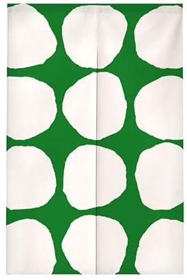 Türvorhang Grüner Kreis Weiß Türvorhang Insektenschutz Polyester Raumteiler Vorhang mit Teleskopstange Vorhang Kurz Küchenvorhang Fliegenvorhang Terrassentür Waschbar Tür Vorhang 90x150cm