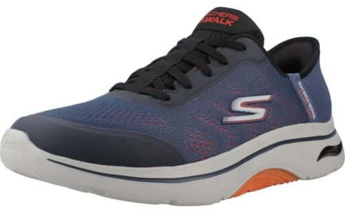 Skechers Uomo Go Walk Arch Fit 2.0 Simplicity 2.5 Slip-In ALLENATRICE, Navy And Orange Textile/Synthetic, 42.5 EU