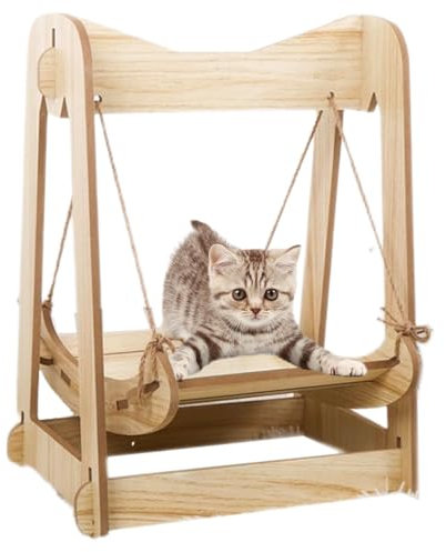 Hamaca para gatos de madera, columpio para hamaca para gatos de madera - Cama para gatitos que ahorra espacio, hamaca para perros pequeños, hamaca, jaula para mascotas, cama para perros y gatos