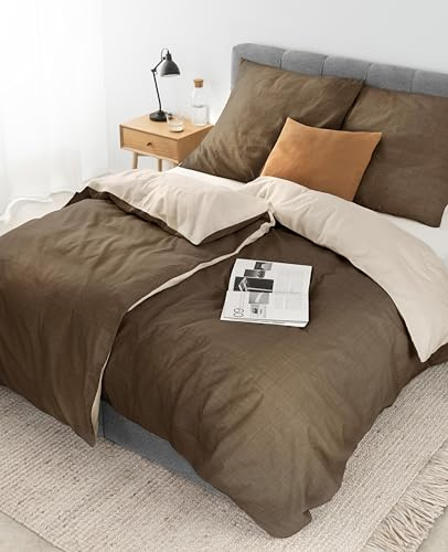 lionto dibea - Biancheria da letto double-face, in 100% cotone, 135 x 200 cm, federa 80 x 80 cm, set da 4 pezzi, per tutte le stagioni, facile da pulire e indeformabile, con certificato Oeko-TEX,