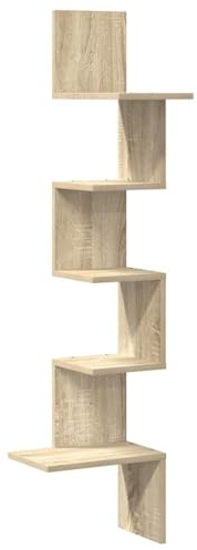 vidaXL Vägghylla hörn sonoma-ek 32x32x127,5 cm spånskiva, vägghylla, väggmonterad hylla, väggdisplayhylla, hörnhylla, hängande hylla