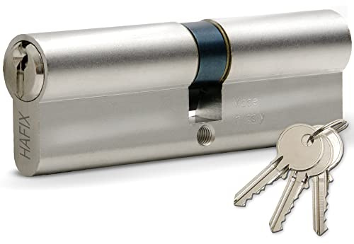 HAFIX Doppelzylinder 25/30 mm, gleichschließend, ohne Notfunktion | Profilzylinder aus Messing, inklusive 3 Schlüssel, für Türschlösser