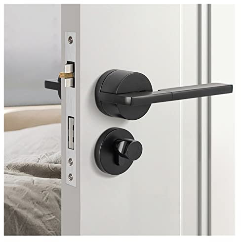 Serrure Connectée, Poignée de porte intelligente intérieur extérieur bouton levier avec serrure et clé chambre salle de bain noir for maison aimant en alliage d'aluminium chambre,pour chambres, burea