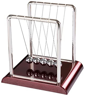 Vaguelly Boule De Newton Forme Carrée Pendule De Bureau Décoration Maison Jouet Éducatif Lois Physique Base Rouge sans Pile
