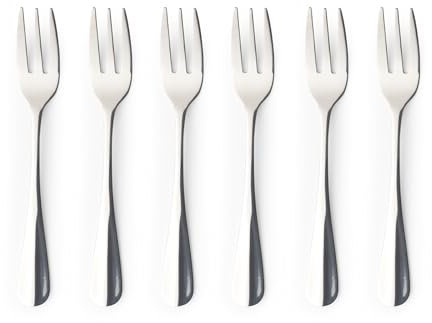 Salter Dessert Fork Set of 6 – Newbury, 18/0 Stainless Steel Cake Forks, 16.5cm Height, Pastry Cutlery Set, Mirror Polish Finish Flatware, Tableware for Home, Restaurant, Kitchen, Dishwasher Safe