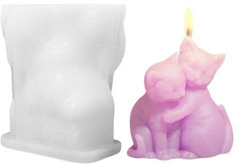 Vartegas Lot de 2 moules en silicone 3D pour chiens et chats - Pour bougies, savons, plâtre, bricolage, bricolage - Avec structure flexible et qualité durable (B)