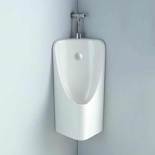Eck-Urinal für Männer und Erwachsene mit druckbarer und sensorgesteuerter Zweimengenspülung, wassersparender,geeignet für kleine Badezimmer, Cafés, Resorts und Gastronomiebereiche(White-d)