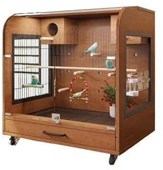 Bequem Extra großer Vogelkäfig aus Holz, Papageienkäfig, offen, leicht zu reinigen, atmungsaktiv, for Zuhause Praktisch