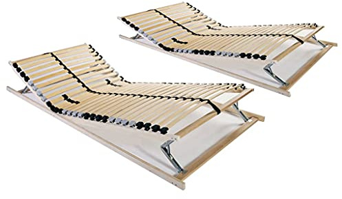 Ziaphsol Lattenroste 2er-Set, 70x200 cm, 28 Latten, 7 Zonen, Buchenholzrahmen, verstellbar, für Schlafzimmer, ideal als stabile Unterfederung