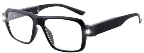 OKH Occhiali da Lettura con Filtro Luce Blu e Luci LED Integrate Ricaricabili, per Uomo e Donna Nero 2.5