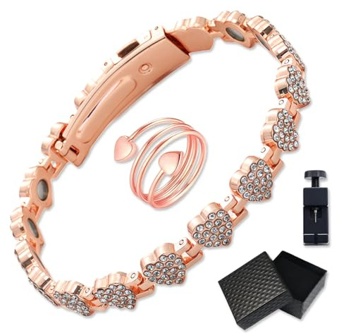 GROVBLE Magnet Armband Damen, Armband Rosegold dameN,Magnetschmuck,Einstellbare Größe & Geschenkbox