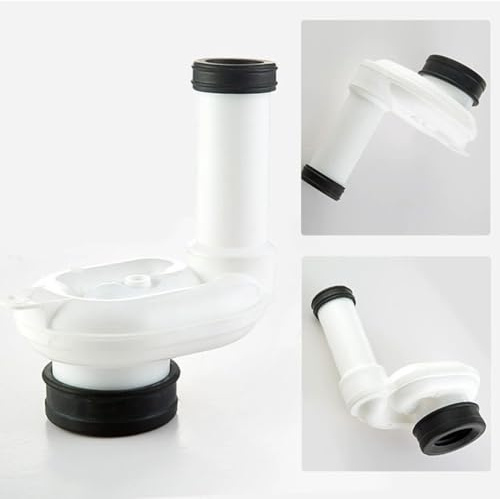 FUANA PP Urinal Siphon Horizontal DN50 x DN40/50 Ablaufgarnitur für Wandablauffalle, Weiß Türschloss