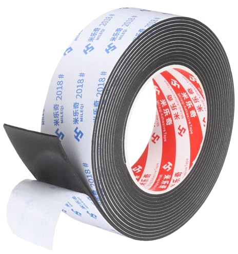 PATIKIL Ruban Mousse En Caoutchouc Mousse 4cm x 1mm x 5 Metres Noir | Ruban Adhesif D'Isolation En Mousse, Joint D'Etancheite，
