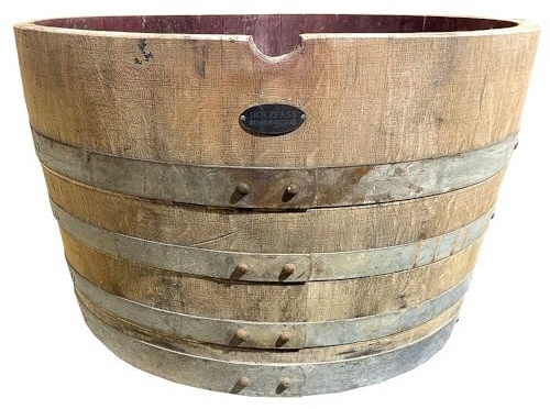 Holzfass-Manufaktur Halbes Fass - halbes Weinfass - für Garten und Terrasse, Dekorativer Blumenkübel, Rustikaler Weinfass-Pflanzkübel aus Holz