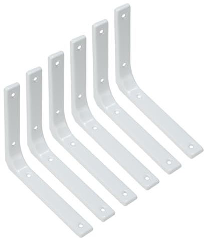 6 Stück Regalhalterung Schwerlastwinkel Regalträger, 90 Grad Metall Regalwinkel, L-förmige Regal Winkel regalhalterung, Möbel Eckregal für Küche, Schlafzimmer (weiß, 150 x 125mm) (Weiß, 150*125)