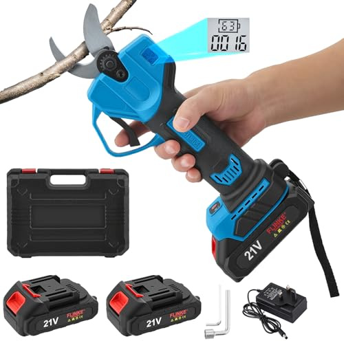 Electric Pruning Shears, Cordless Electric Secateurs Max 30mm Cutting Diameter, Professional Garden Pruners with Rechargeable 21V Battery LCD Display for Pruning Trees Shrubs Fruit Trees