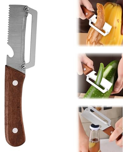 Multifunctional Vegetable Peeler,Zero Snag Ergonomic Wooden Handle Peeler,Stainless Steel Fruit & Veg Peelers, 2-in-1 Multi-Function Kitchen Peeling Tool for Potatoes, Carrots