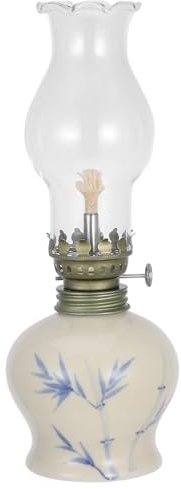 ibasenice Vintage Öllampe aus Glas und Keramik für Herbst Mottoparty | Wiederbefüllbares Design, Vielseitig für Hausdeko und Notbeleuchtung, Klassische Eleganz im Zeitlosen Stil