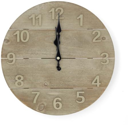 Wanduhr - Durchmesser: 300 mm - Holz - Beige/Braun