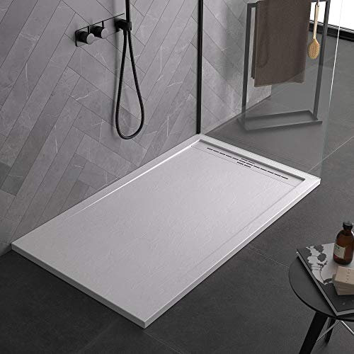 Piatto doccia bianco, 70x90, slim 3cm., in Marmo-resina, antigraffio, antiscivolo, antibatterico, rivestimento in Gelcoat, con massa piena, riducibile senza perdita di pendenza e robustezza