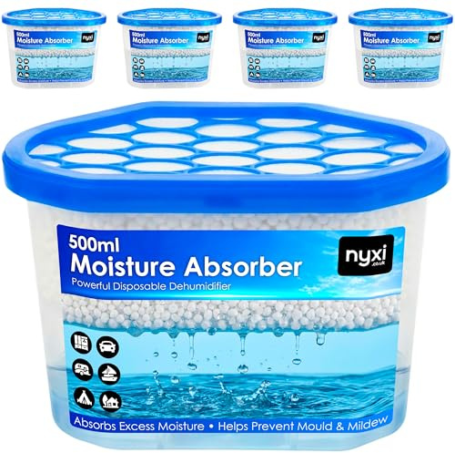 Nyxi Dehumidifier Set of 24 X Interior 500 ml Each Unit - Ideal to stop damp, mould mildew & condensation - For Wardrobe, Home, Kitchen, Garage, Bedroom, Caravan, Office, Basement etc White