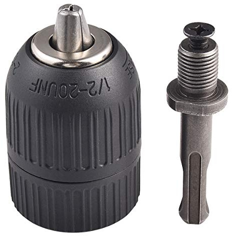 KATUR Portabrocas de conversión sin llave, herramienta de conversión de convertidor de martillo de cambio rápido de rango de sujeción de 2-13 mm, con adaptador de mango SDS Plus