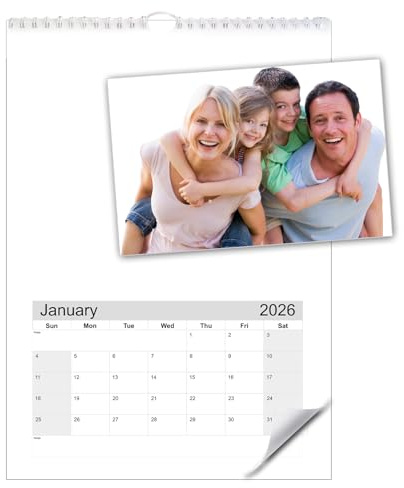 A4 or A3 DIY Blank Calendar, Stick Photos, Colour or Draw, 2026 (Design 1, A4)
