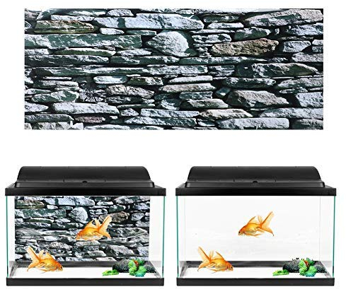 Aquarium Hintergrund, Aquarium-Aufkleber, Aquarium Hintergrundbild für Aquarium, 3D-Effekt Steinmauer Gemälde Poster, Wandtattoo Dekoration PVC Kleber Aufkleber(122 * 50cm)