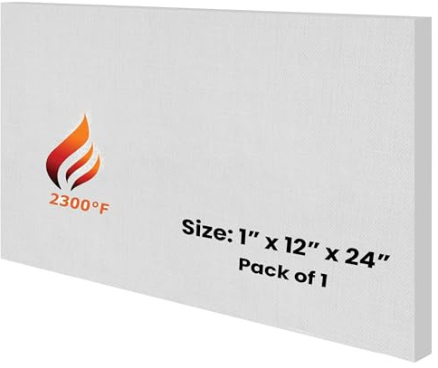 SIMOND STORE Ceramic Fiber Insulation Board - 1 Inch x 12 Inch x 24 Inch - 2300F - Ceramic Thermal Insulation Board for Wood Stoves, Fireplaces, Furnaces, Forges, Kilns, Pizza Ovens, Boilers