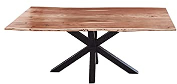 SAM Esstisch Quincy 200x100 cm Akazie Natur/Spider-Gestell Mattschwarz