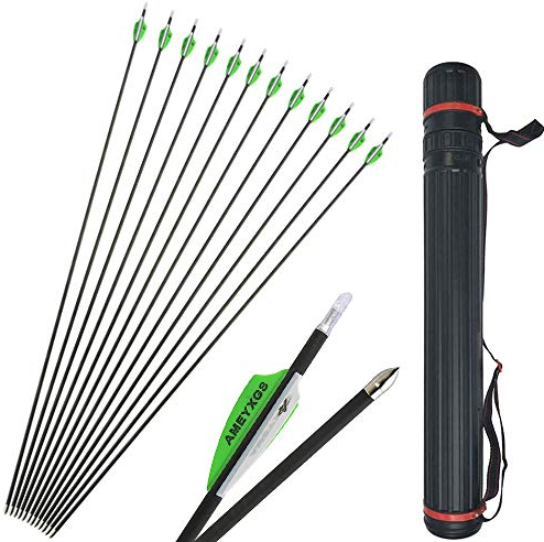 SHARROW 12x Carbonpfeile 32 Zoll Bogenpfeile Jagd Pfeile für Bogen Spine 600 Pfeile aus Reinem Kohlefaser Jagdpfeile für Recurvebogen Compound Bogen (Typ 2)