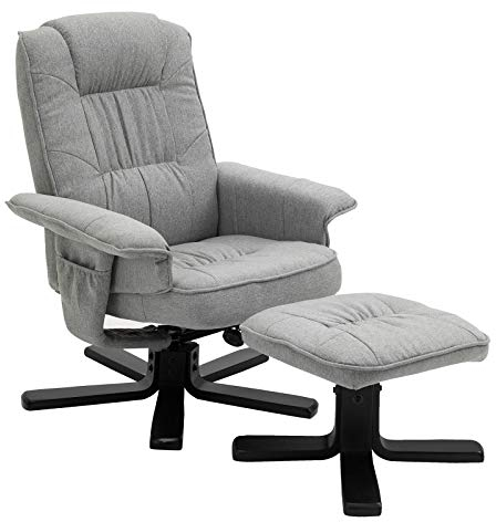 IDIMEX Relaxsessel Charly mit Hocker drehbar neigungsverstellbar grau [Max. Belastbarkeit 100 kg] für Wohnzimmer, TV-Sessel Fernsehsessel mit Liegefunktion Polstersessel und Hocker