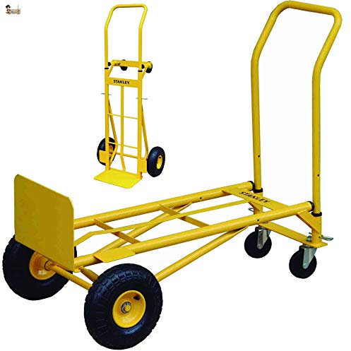 BricoLoco Diable + chariot de transport pliable avec roulettes. Transporteur Plateforme 2 en 1 ! Charge : 200 kg. Industriel Stockage, bureau, déménagement, colis lourds, boîtes.