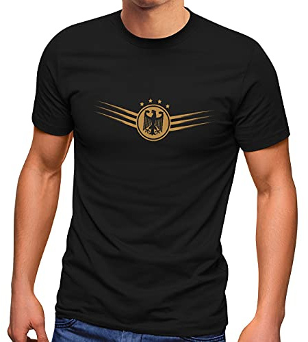 MoonWorks® Herren T-Shirt Deutschland Fußball WM Fußball-Sommer 2026 Deutschlandflagge Nationalfahne Wappen Adler Fanshirt