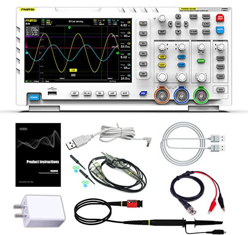 FNIRSI Oscilloscopio 1014D - 2 in 1 generatore di segnale DDS dell'oscilloscopio digitale, 2 canali 100Mhz