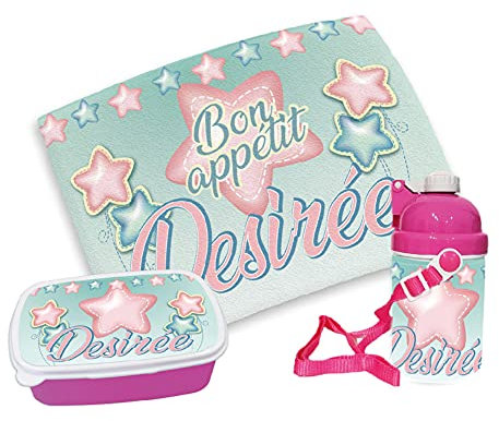 gadgeteventi Kit Pappa Bimbo per Scuola E Gite Personalizzato “Stelline” (Rosa)