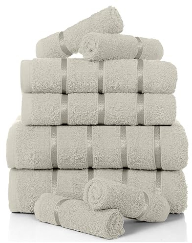Luxury 8 Pack Boston Bale Set, Extra Soft 100% Egyptian Cotton, Highly Absorbent Towel 450 GSM, CREAM, MAIL BAG