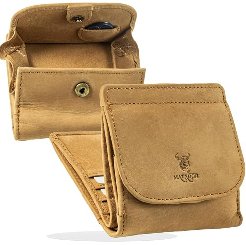 MATADOR Monedero de cuero para mujer pequeño de Viena Mini billetera para mujer con elegante caja de regalo, elegante billetera para hombre pequeña con bloqueador RFID, billetera pequeña de lujo para