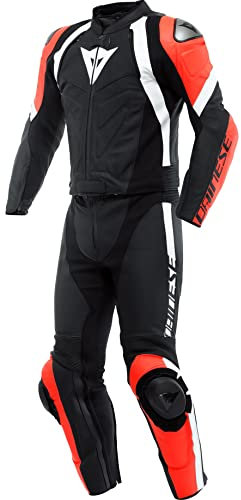 Dainese Avro 4 Tuta in pelle da moto in 2 pezzi, nero/rosso/bianco, 58