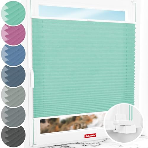 Schuette® Plissee ohne Bohren ● Melange Kollektion: Mint Ice Cream (Grün) ● 65x120cm (Breite x Höhe) ● Suprafix Faltrollo X Klemmfix Rollo ● Blitzschnelle Montage inkl. Video