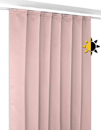 BEAUTEX Verdunkelungsgardine mit Kräuselband U-Band, Blackout Vorhang Blickdicht abdunkelnd, Größe und Farbe wählbar (Breite: 140 cm, Höhe: 145 cm, Altrosa)