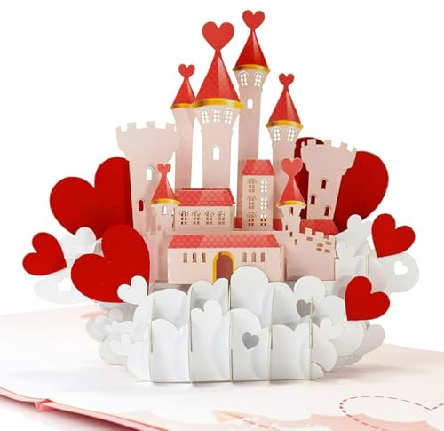 CUTPOPUP Kärlek slott årsdag pop up-kort, alla hjärtans dag gratulationskort, romantiskt kärlekskort, årsdag, födelsedagspresent.