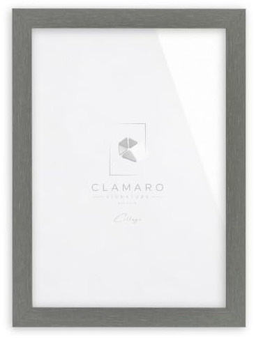 CLAMARO Bilderrahmen Collage, MDF Holz, Stahlgrau, 30 x 40 cm, Acrylglas | Handgefertigt in Deutschland, Profilbreite 30 mm, inkl. Rückwand und Zackenaufhänger, für Hoch- und Querformat, eckig