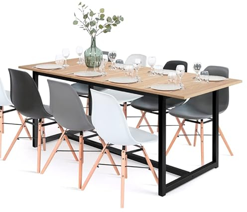 IDMarket Detroit Esstisch, ausziehbar, rechteckig, 6-10 Personen, Industriedesign, 160-200 cm